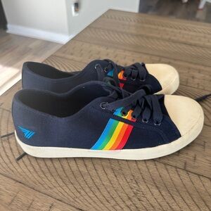 Used and well worn women’s Gola rainbow sneakers, size 6